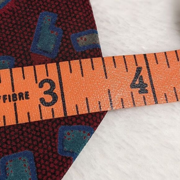 Men's Vintage 100% Silk Tie Made in Italy - Abstract Block Motif - Picture 10 of 14